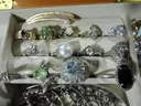 Large Lot of Gold and Silver Jewelry in Musical Jewelry Box