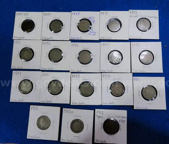 Lot of 18 US Nickels (Shield, Liberty, Buffalo)