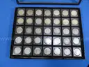 35 Morgan Silver Dollar Collection - Many in AU Condition - No Duplicates w/ Display Case
