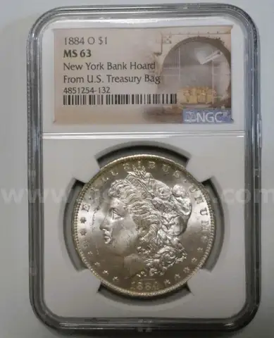 1884-O MS63 Morgan Silver Dollar New York Bank Hoard From US Treasury Bag
