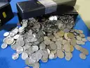 25 LBS Lot of U.S. Coins – Nickels, Dimes, Quarters, Halves & Dollars!