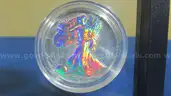 Beautiful Set of Colorized &#x26; Hologram Silver Eagles, Consecutive Years (2000&#x2013;2005), Framed