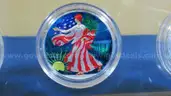 Beautiful Set of Colorized &#x26; Hologram Silver Eagles, Consecutive Years (2000&#x2013;2005), Framed