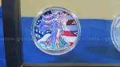 Beautiful Set of Colorized &#x26; Hologram Silver Eagles, Consecutive Years (2000&#x2013;2005), Framed