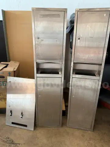 Lot of 2 Recessed C-Fold Commercial Paper Towel Dispenser/Waste Receptacle &#x26; 1 Feminine Hygiene Product Dispenser