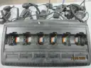 Lot of 6 VHF Motorola HT 1250 Radios/Batteries - includes 6 Bank Charging Station
