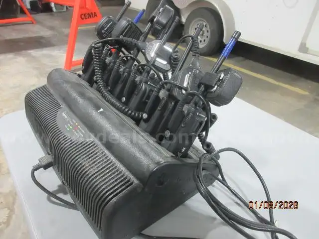 Lot of 6 VHF Motorola HT 1250 Radios/Batteries - includes 6 Bank Charging Station