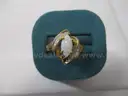 10k YG White Opal Diamond Ring 2.2g Size 7