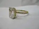 18k YG Ring w/ 5.02 Carat Emerald Cut Brilliant Lab Grown Diamond with IGI Report