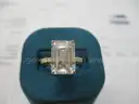 18k YG Ring w/ 5.02 Carat Emerald Cut Brilliant Lab Grown Diamond with IGI Report