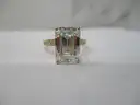 18k YG Ring w/ 5.02 Carat Emerald Cut Brilliant Lab Grown Diamond with IGI Report