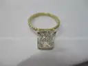 18k YG Ring w/ 5.02 Carat Emerald Cut Brilliant Lab Grown Diamond with IGI Report