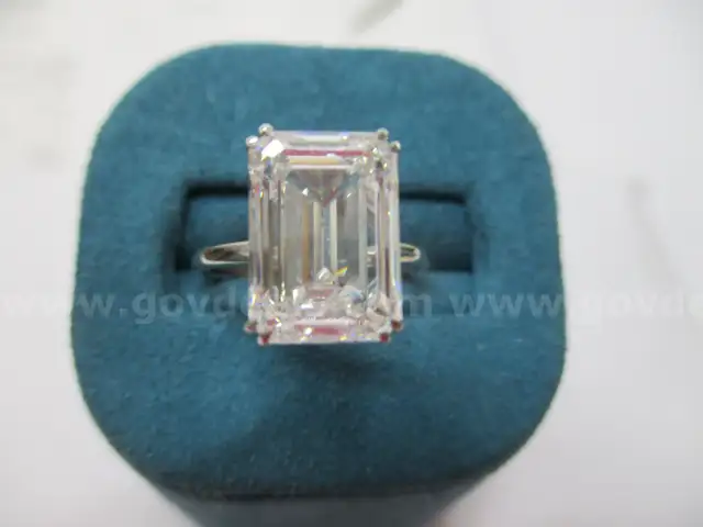 5.90 carat Emerald Cut Lab Grown Diamond On Platinum Setting Size 6.5