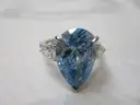 Platinum Ring w/ 5.04 carat Pear Cut Fancy Vivid Blue Brilliant Lab Diamond