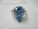 Platinum Ring w/ 5.04 carat Pear Cut Fancy Vivid Blue Brilliant Lab Diamond