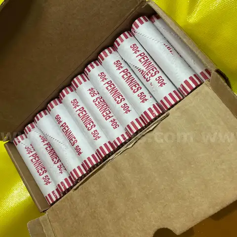 LOT#46 FULL 50 ROLL BOX MIXED DATE LINCOLN PENNIES UNSEARCHED FAST FREE SHIPPING (USA ONLY)