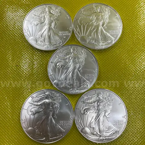 (5) 2024 UNCIRCULATED AMERICAN SILVER EAGLE 1OZ ASE DOLLARS FRESH FROM MONSTER BOX FREE SHIPPING (USA ONLY)