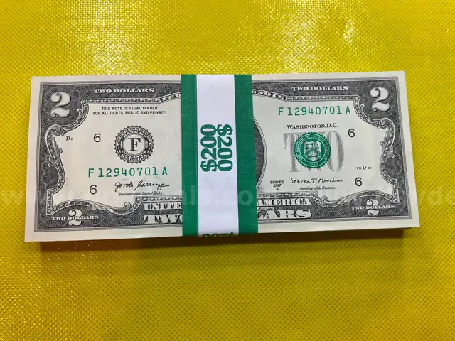 100 CRISP 2017A UNCIRCULATED $2 DOLLAR BILLS IN SEQUENTIAL ORDER FREE SHIPPING (USA ONLY) L1