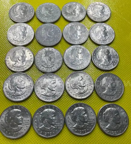 (20) ASSORTED DATE SUSAN B ANTHONY CIRCULATED CLAD DOLLAR COINS FREE SHIPPING (USA ONLY)L2