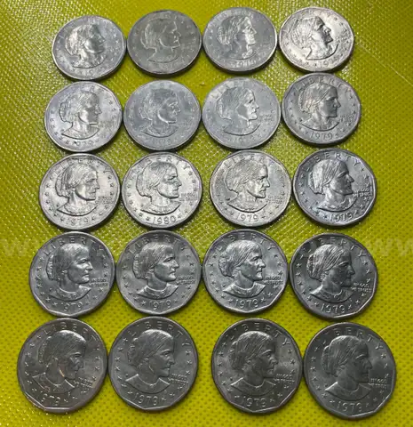 (20) ASSORTED DATE SUSAN B ANTHONY CIRCULATED CLAD DOLLAR COINS FREE SHIPPING (USA ONLY)L1