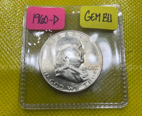 1960-D BENJAMIN FRANKLIN 90% SILVER GEM BU HALF DOLLAR FREE SHIPPING (USA ONLY)