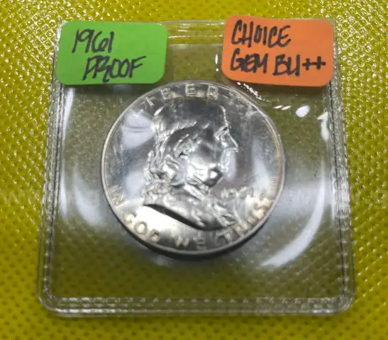 1961 BENJAMIN FRANKLIN 90% SILVER PROOF CHOICE GEM BU HALF DOLLAR FREE SHIPPING (USA ONLY)
