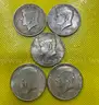 (5) 1964 90% SILVER  KENNEDY HALF DOLLARS FREE SHIPPING (USA ONLY) L1