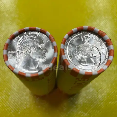 (2) BEAUTIFUL 2025P IDA B WELLS UNCIRCULATED $10 LOOMIS QUARTER ROLLS HEADS-TAILS FREE SHIPPING (USA ONLY)