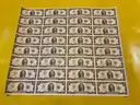 2013 $2 BILL GENUINE UNCUT 32 NOTE SHEET FORT WORTH TEXAS UNCIRCULATED FREE SHIPPING (USA ONLY) L3