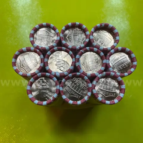 2023 P LINCOLN PENNIES (POSSIBLE EXTRA "V" ERROR) (SEE VIDEO)10 ROLLS UNCIRCULATED  FREE SHIPPING (USA ONLY)