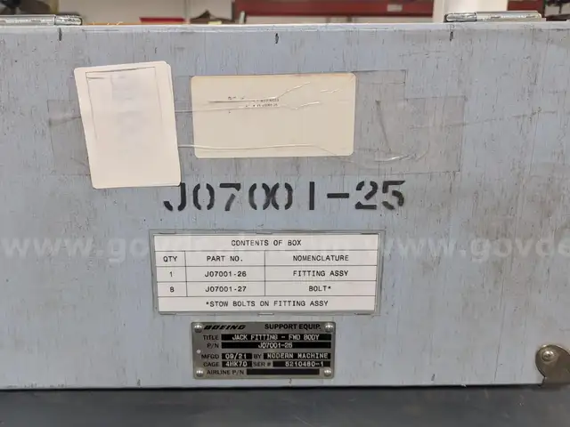 JACK FITTING &#x2013; FORWARD BODY
