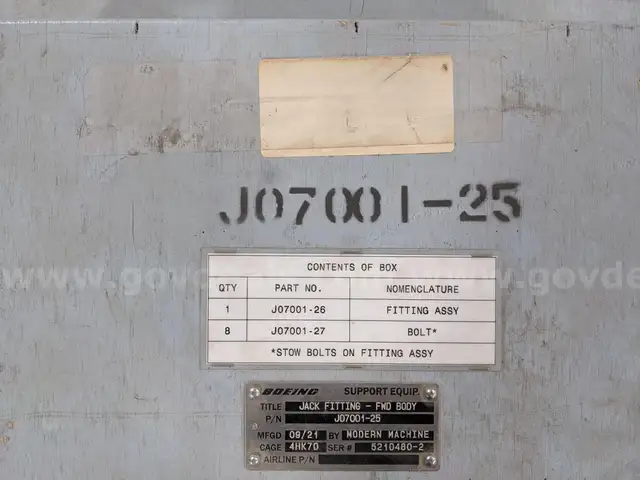 JACK FITTING &#x2013; FORWARD BODY