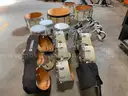 Assorted Yamaha Drums, Pearl Drums and Carriers