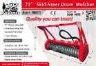 Raytree Skid Steer Drum Mulcher Forestry Mulcher Tree Bush Land Clearing 72&#x22;