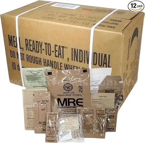 2 cases of military meals ready to eat MRE
