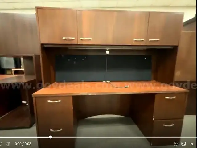 Cherry Wood Double pedestal desk with Hutch