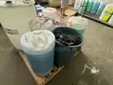Pallet of Laundry Chemicals w/ Dispenser &#x26; (11) Double Linen Carts