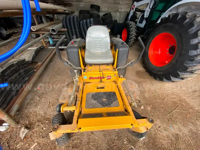 Hustler Zero Turn Mower/ John Deere 72&#x22; V-Plow/ Rack for Plow