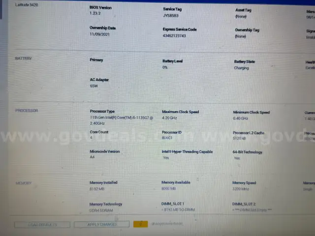 Lot of (1) Dell Latitude 11TH Generation