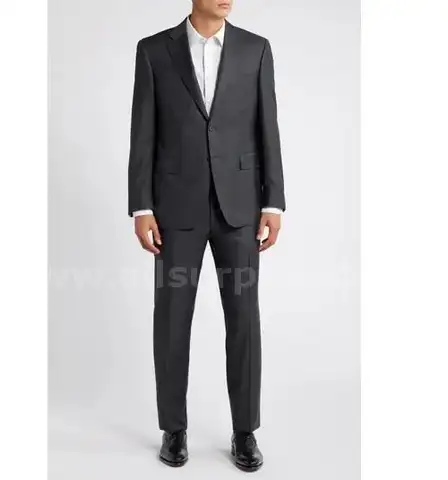 Solid Wool Suit Canali Regular & Big, Charcoal - Size 34