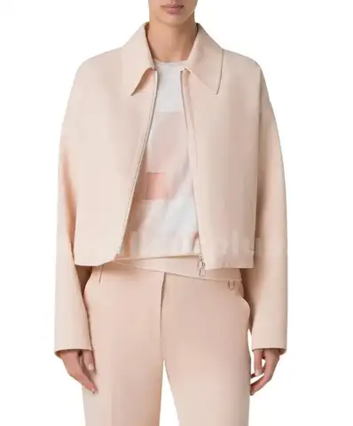 Ander Cotton Double Face Crop Jacket Akris Peach Size 12