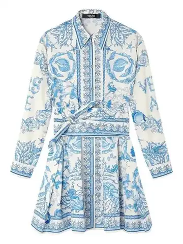 Versace Underwater Barocco Bicolo Shirtdress Size 40