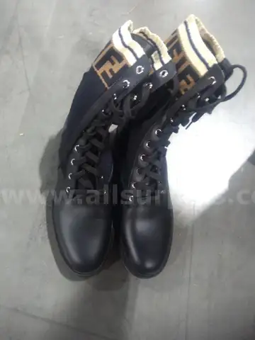 Leather Combat Boot with FF Cuff FENDI Size 39