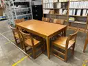 Wooden Library Table with 6 Chairs
