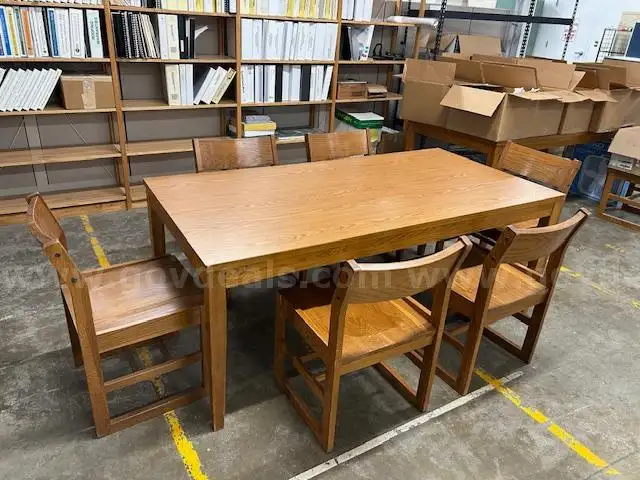 Wooden Library Table with 6 Chairs