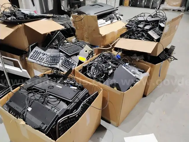 Huge surplus and scrap lot, monitors wires printers and more