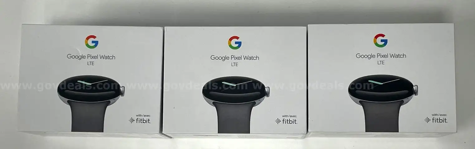 3 LOT Brand New Google Pixel Watch LTE Polished Silver Stainless Steel Charcoal Band VERIZON