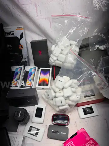 Bulk Tech Lot ~360 Items &#x2013; AirPods, Apple iPhone/SE, Samsung A21 Sealed, Chromebooks, PC Towers i7/i5/i3, Cisco Access P