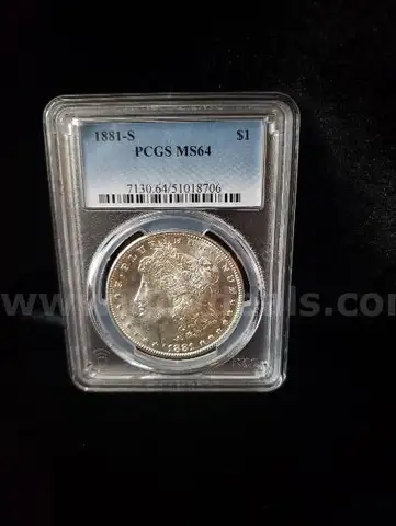 1881-S MS64 PCGS MORGAN SILVER DOLLAR, UNCIRCULATED COIN!