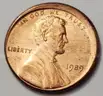 1989 ERROR OFF CENTER LINCOLN CENT, PENNY. BROADSTRIKE REVERSE ALSO (oF) MS UNCIRCULATED